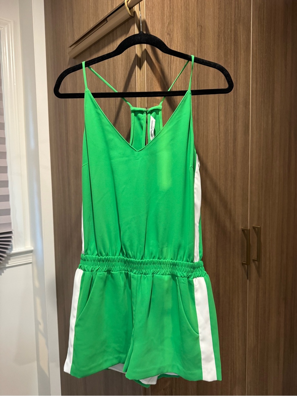 Amanda Uprichard Bright Green Romper with White Side Panels